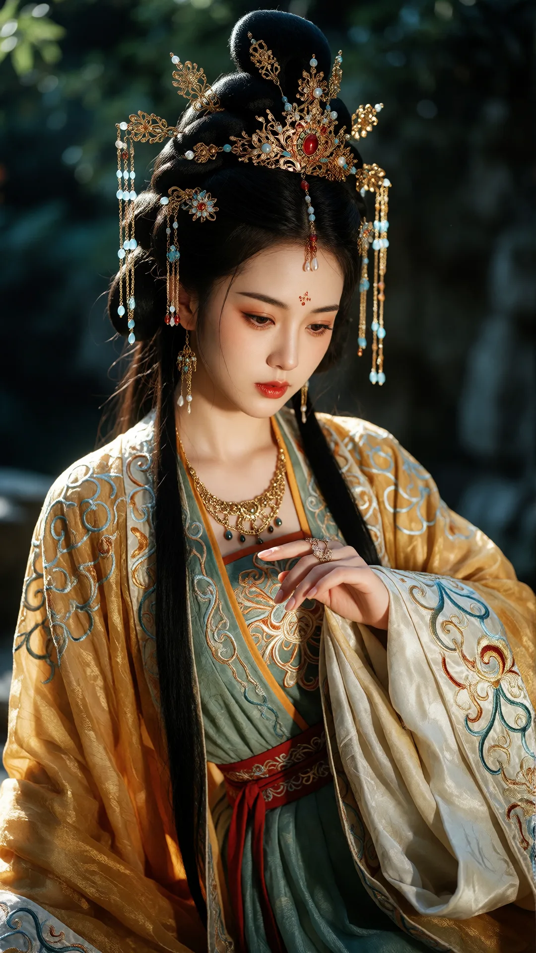 画面风格：高清古风人像摄影风格，色彩浓郁且富有层次，光影过渡自然